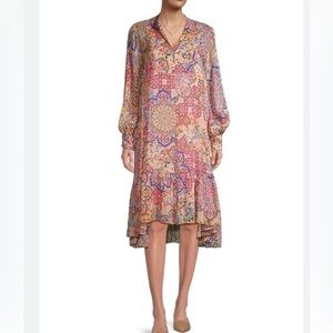 Johnny Was Multicolor Floral Spring imana Long Sleeve paisley spring Dress